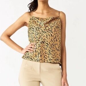 Nine West Bronze Zig Zag Cowl Neck Satin Cami Size XXL NWT